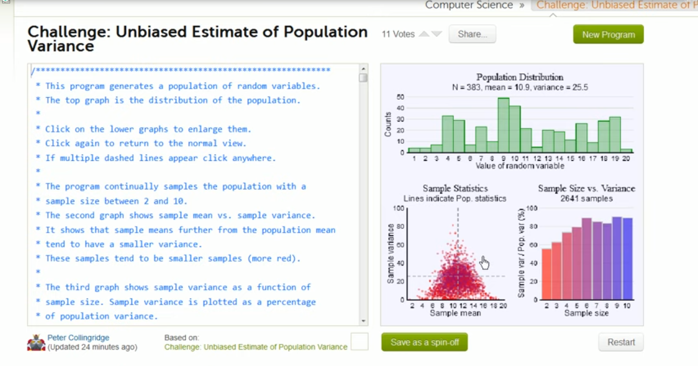 Simulation showing bias in sample variance fig 1