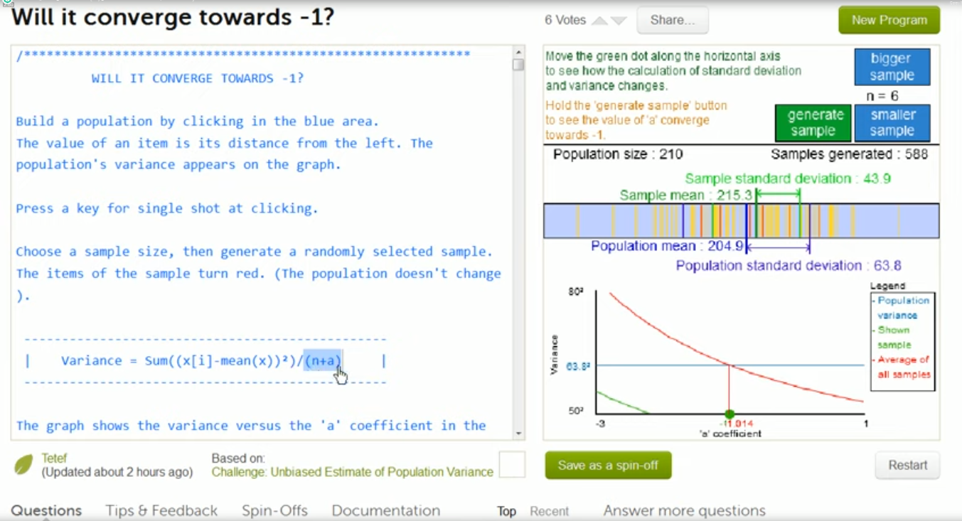 Simulation providing evidence that (n-1) gives us unbiased estimate fig 1