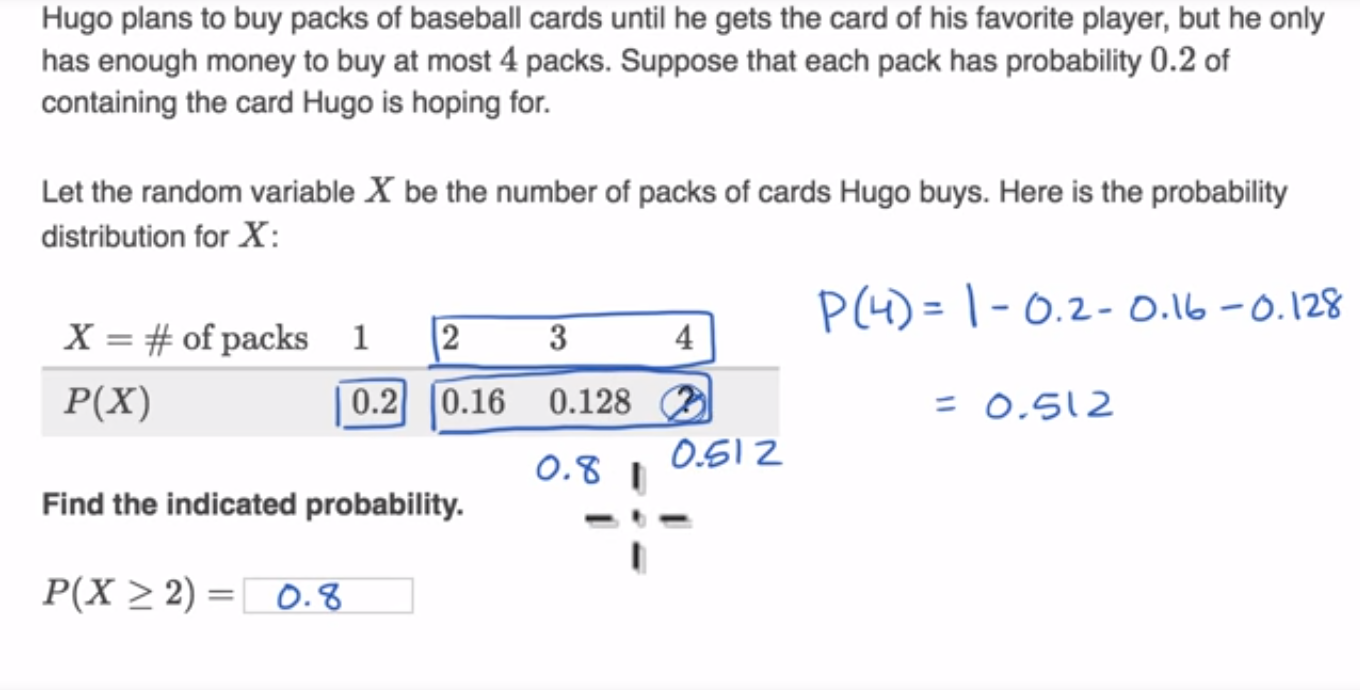 Probability with discrete random variable example fig 1