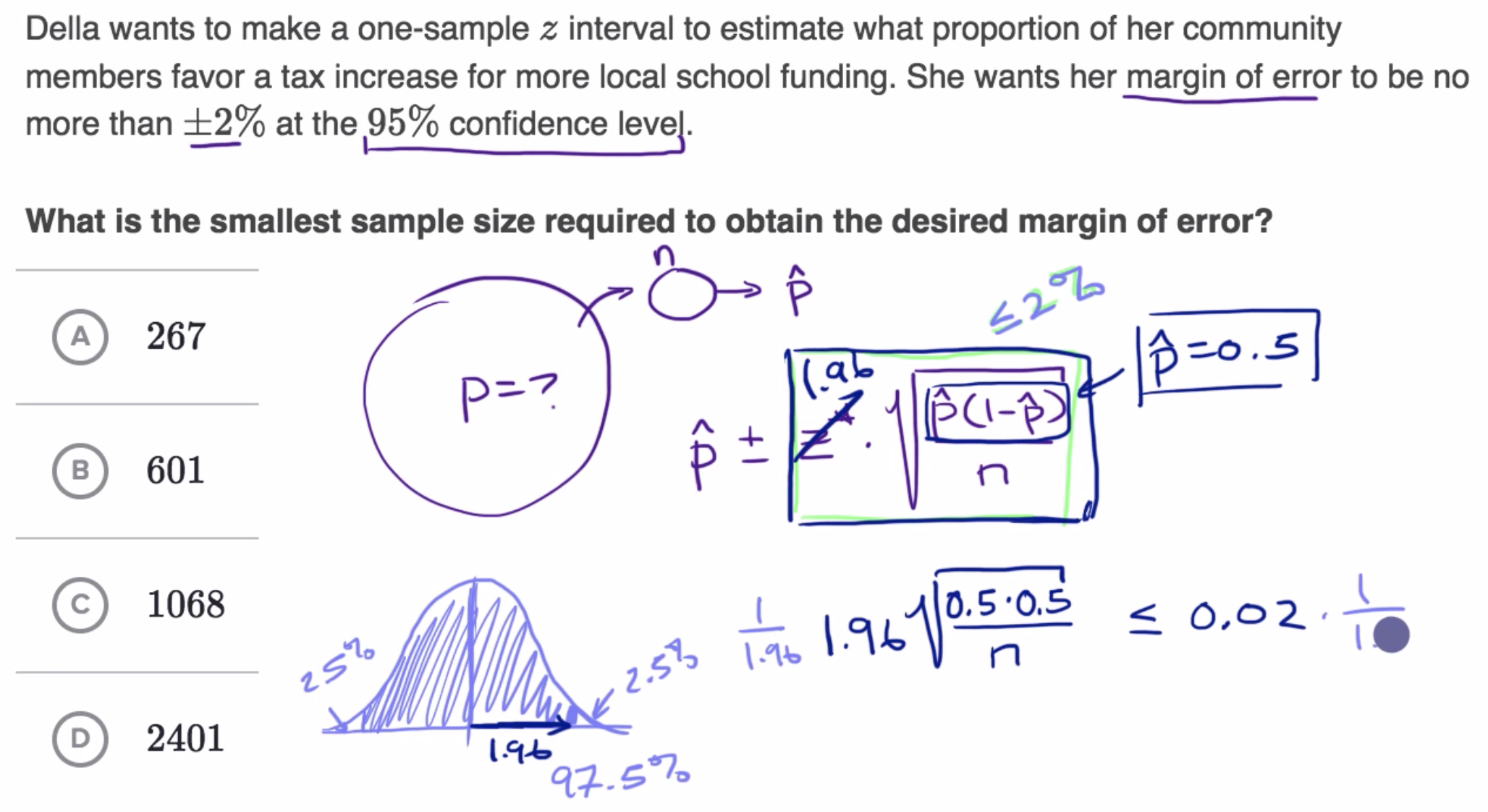 Determining sample size based on confidence and margin of error fig 1