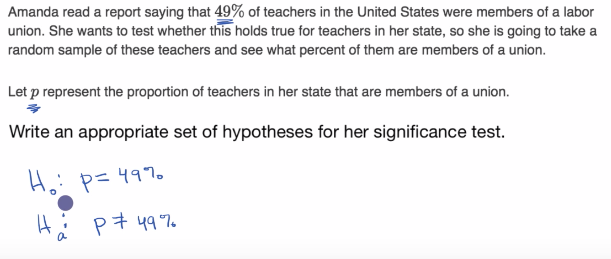 Constructing hypotheses for a significance test about a proportion fig 1