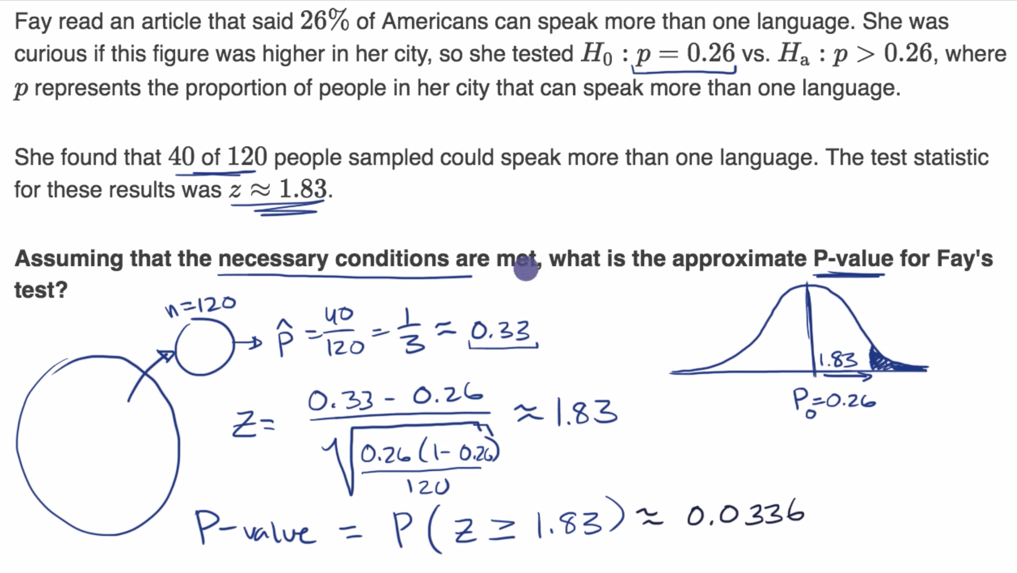 Calculating a P-value given a z statistic fig 1