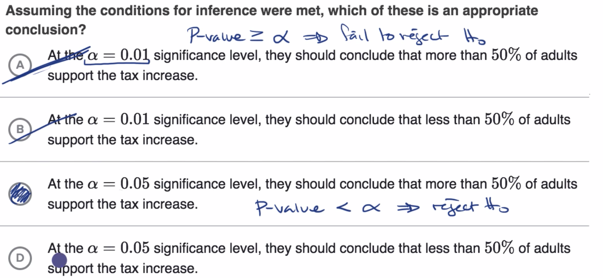 Making conclusions in a test about a proportion fig 2