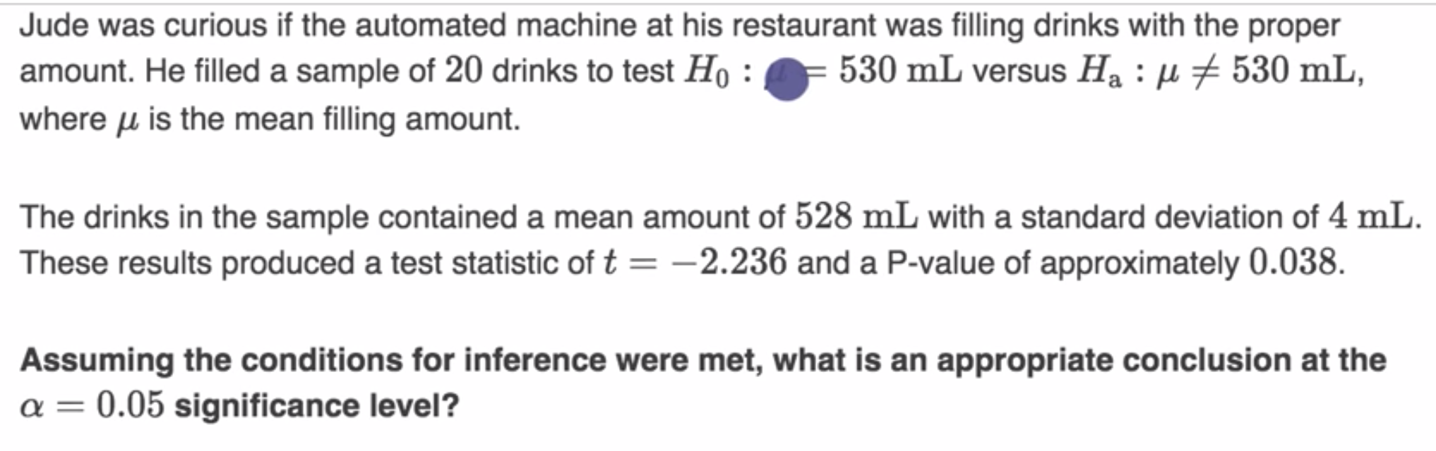 Comparing P-value from t statistic to significance level fig 1