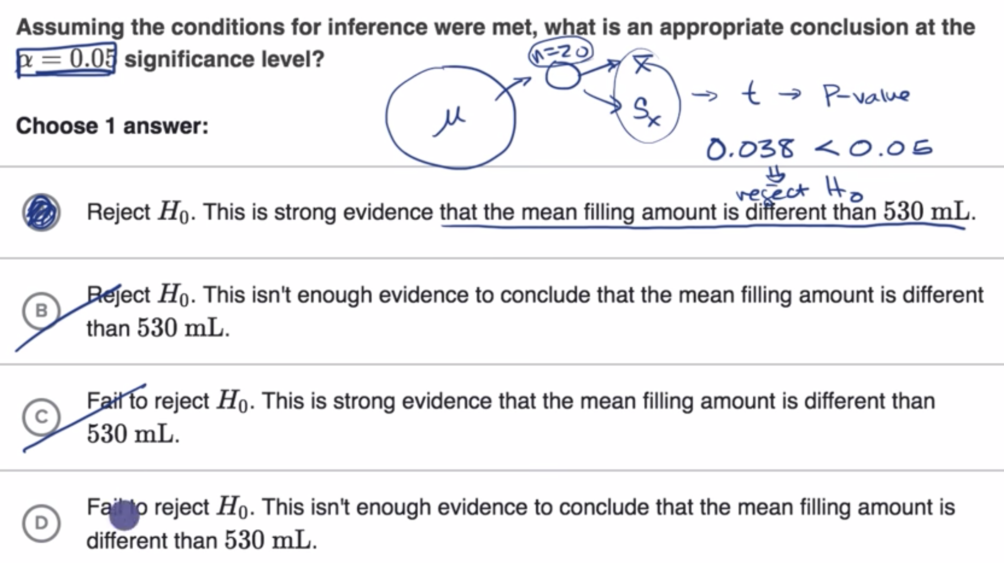 Comparing P-value from t statistic to significance level fig 2