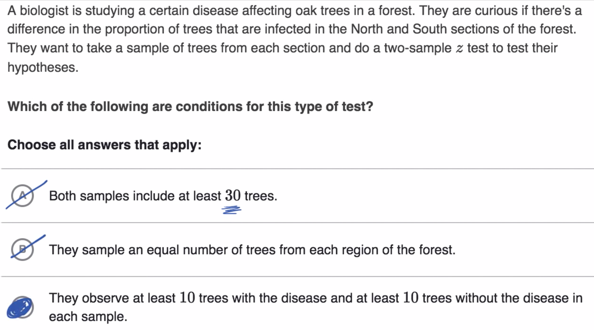 Examples identifying conditions for inference on two proportions fig 2