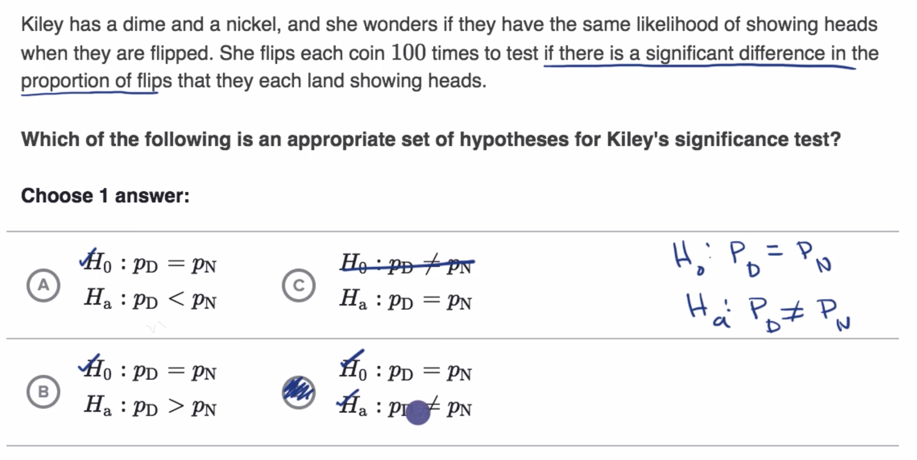 Constructing hypotheses for two proportions fig 2